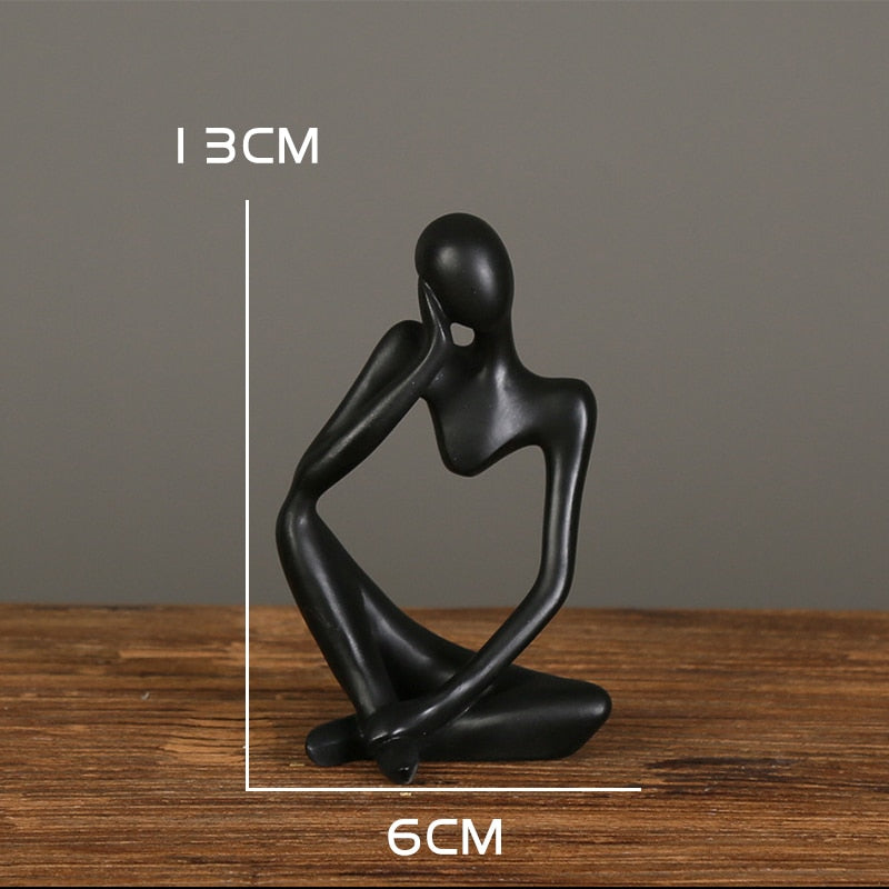 Nordic Abstract Thinker Statue: Modern Handcrafted Resin Art for Home and Office