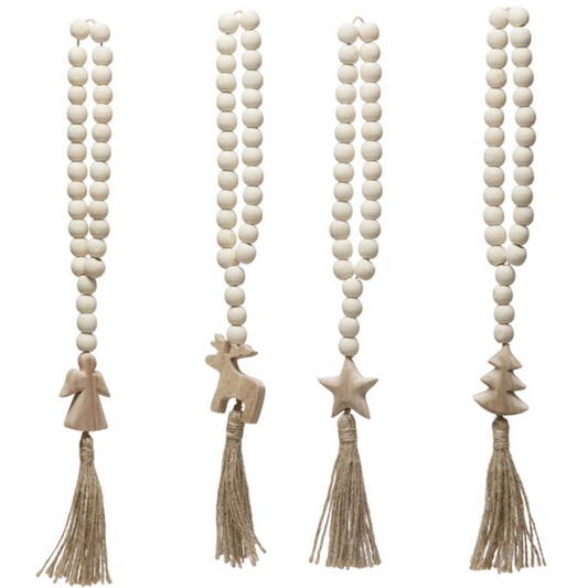 Wood Beaded Garland with Tassel