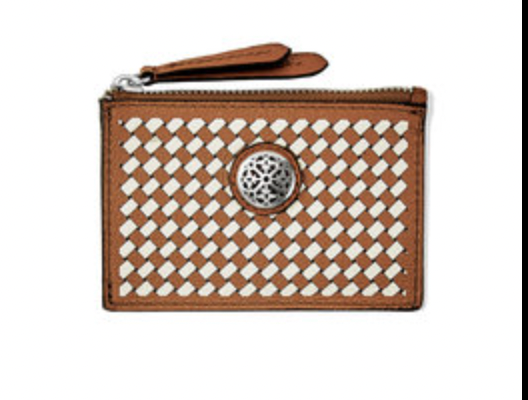 Ferrara Mixology Mosaic Coin Case ( Luggage Tan & White Pattern )