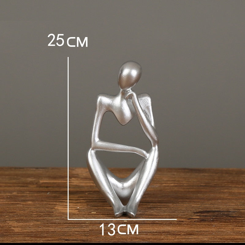 Nordic Abstract Thinker Statue: Modern Handcrafted Resin Art for Home and Office