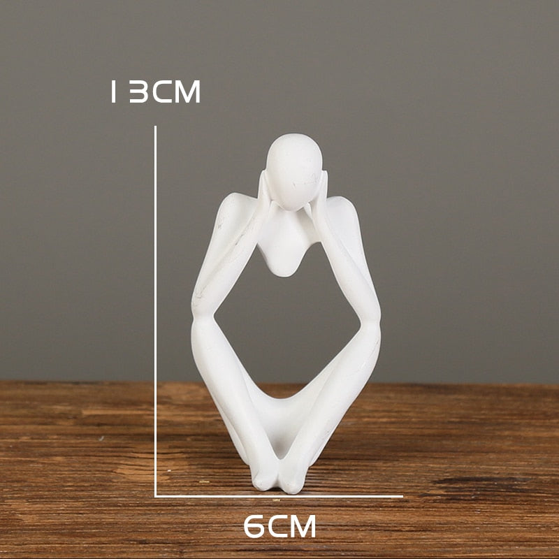 Nordic Abstract Thinker Statue: Modern Handcrafted Resin Art for Home and Office