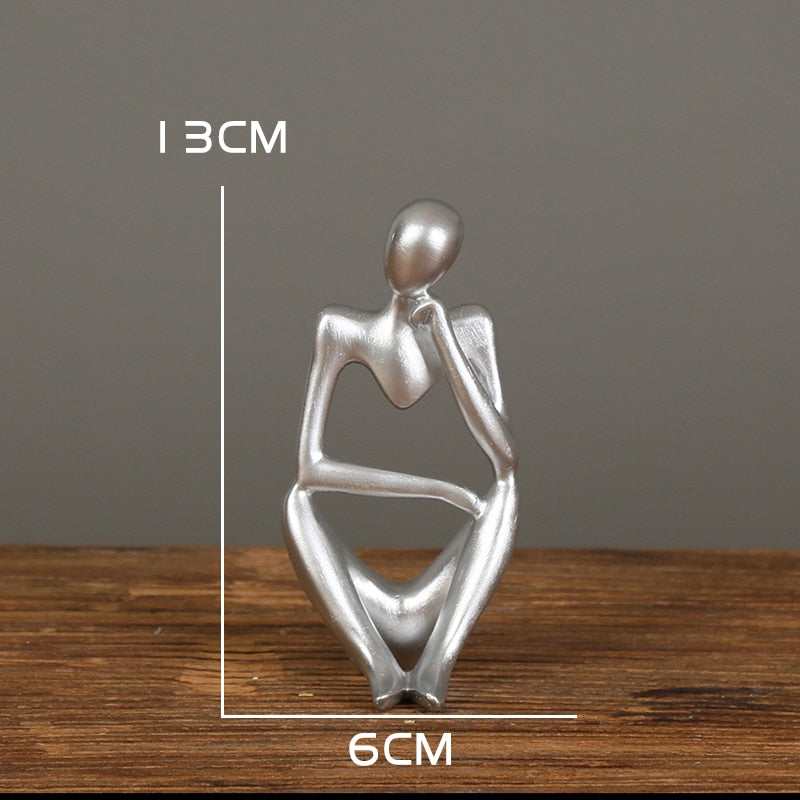Nordic Abstract Thinker Statue: Modern Handcrafted Resin Art for Home and Office