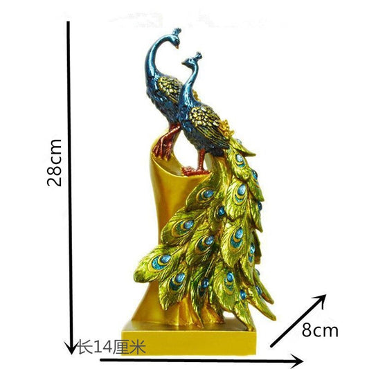 European Peacock Ornament: Elegant Resin Decoration for Home and Wedding Gifts