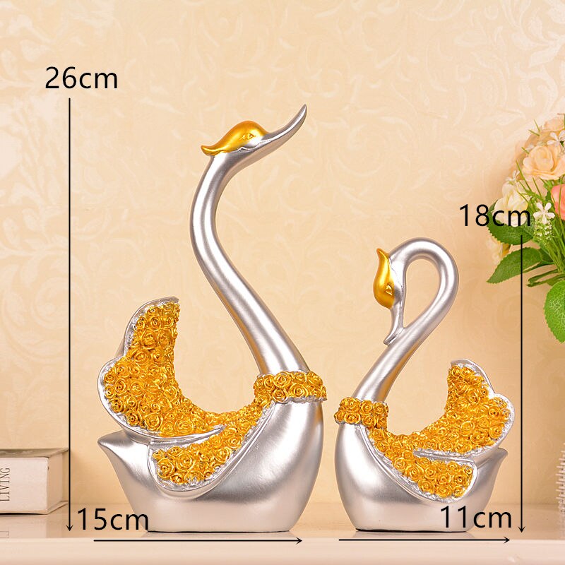 Creative Swan Figurines - Resin Crafts for Bedroom and Living Room Decor
