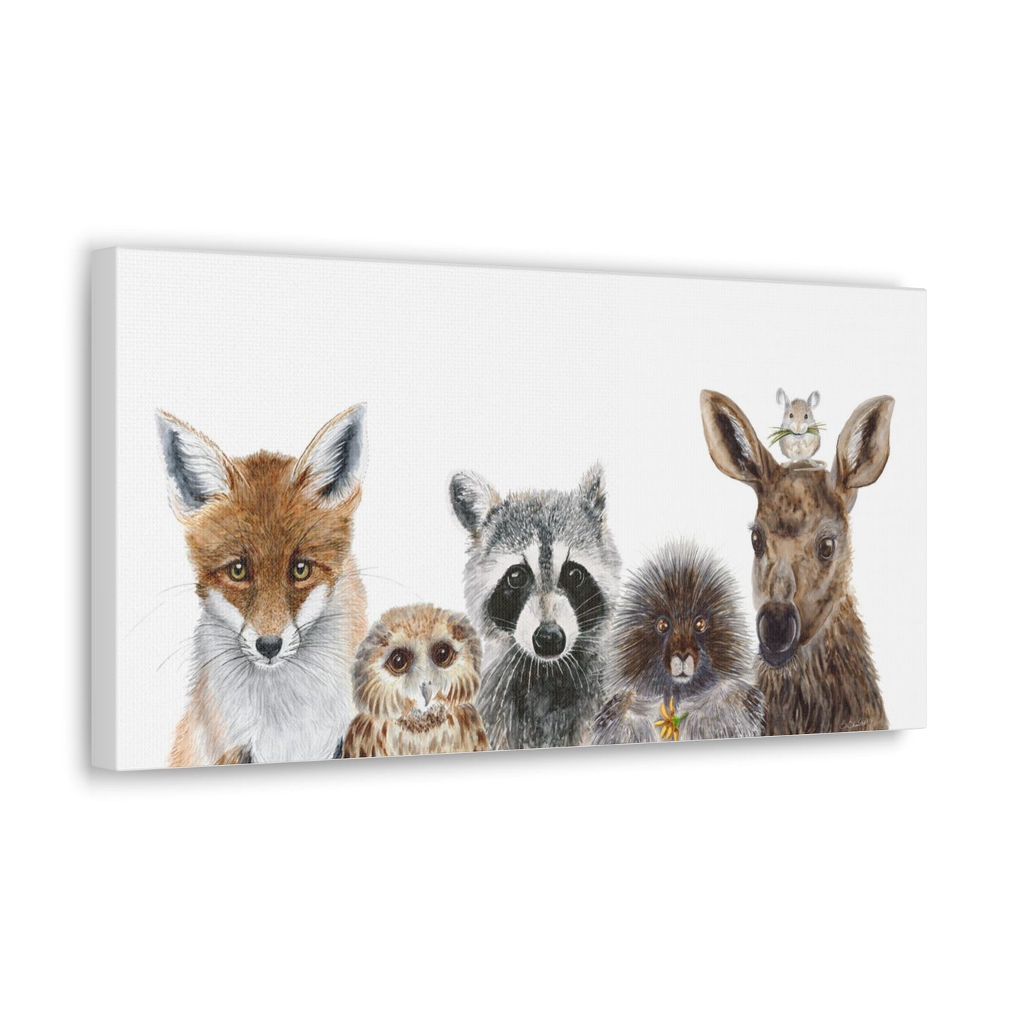 Woodland Animal Nursery Decor - Panoramic Baby Room Print