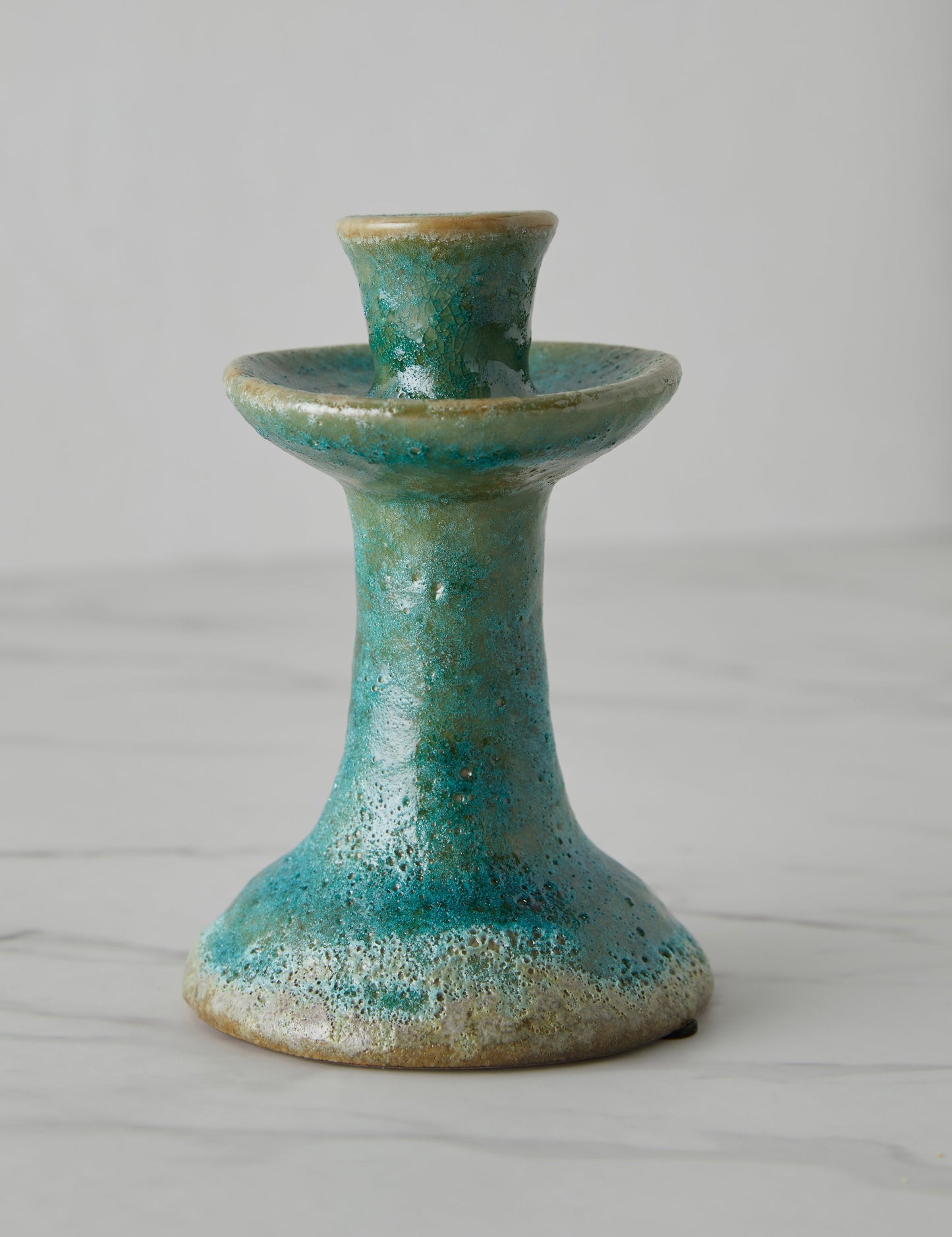 Stoneware Taper Holder with Glaze