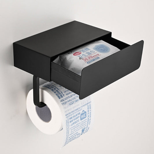 toilet tissue paper holder with shelf box