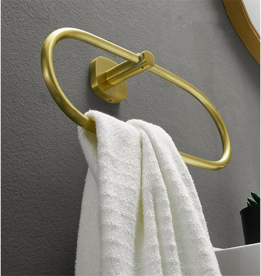 Brushed Gold Self-Adhesive Bathroom Towel Ring