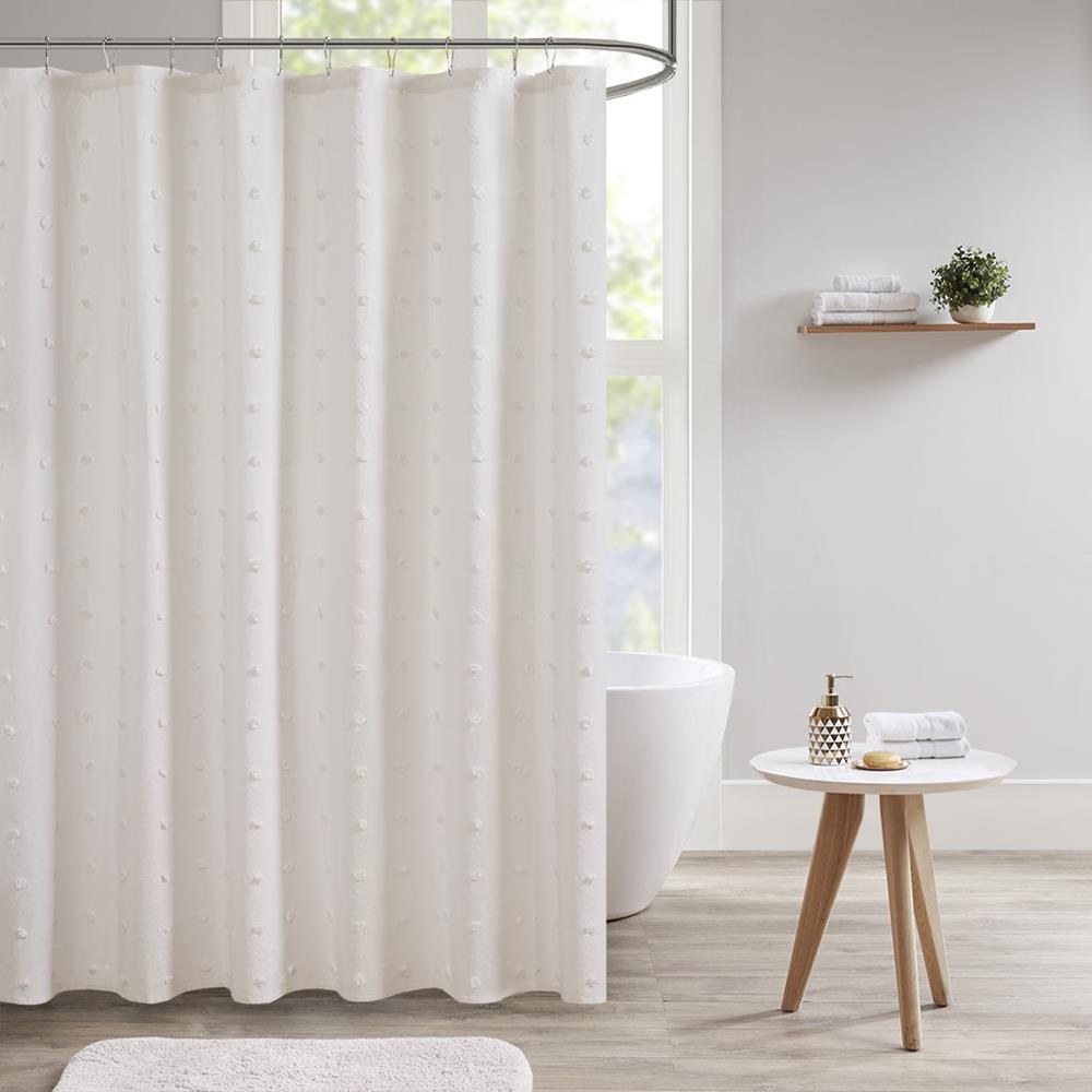 Urban Habitat Brooklyn Cotton Jacquard Pom Pom Shower Curtain 70 x 72"