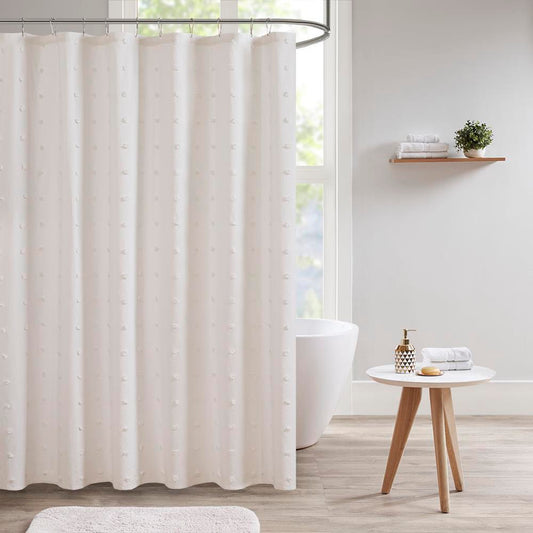 Urban Habitat Brooklyn Cotton Jacquard Pom Pom Shower Curtain 70 x 72"