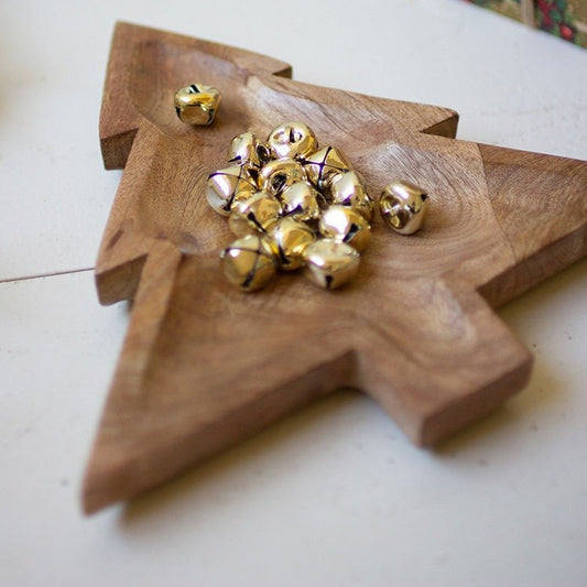Carved Wooden Christmas Tree Platter