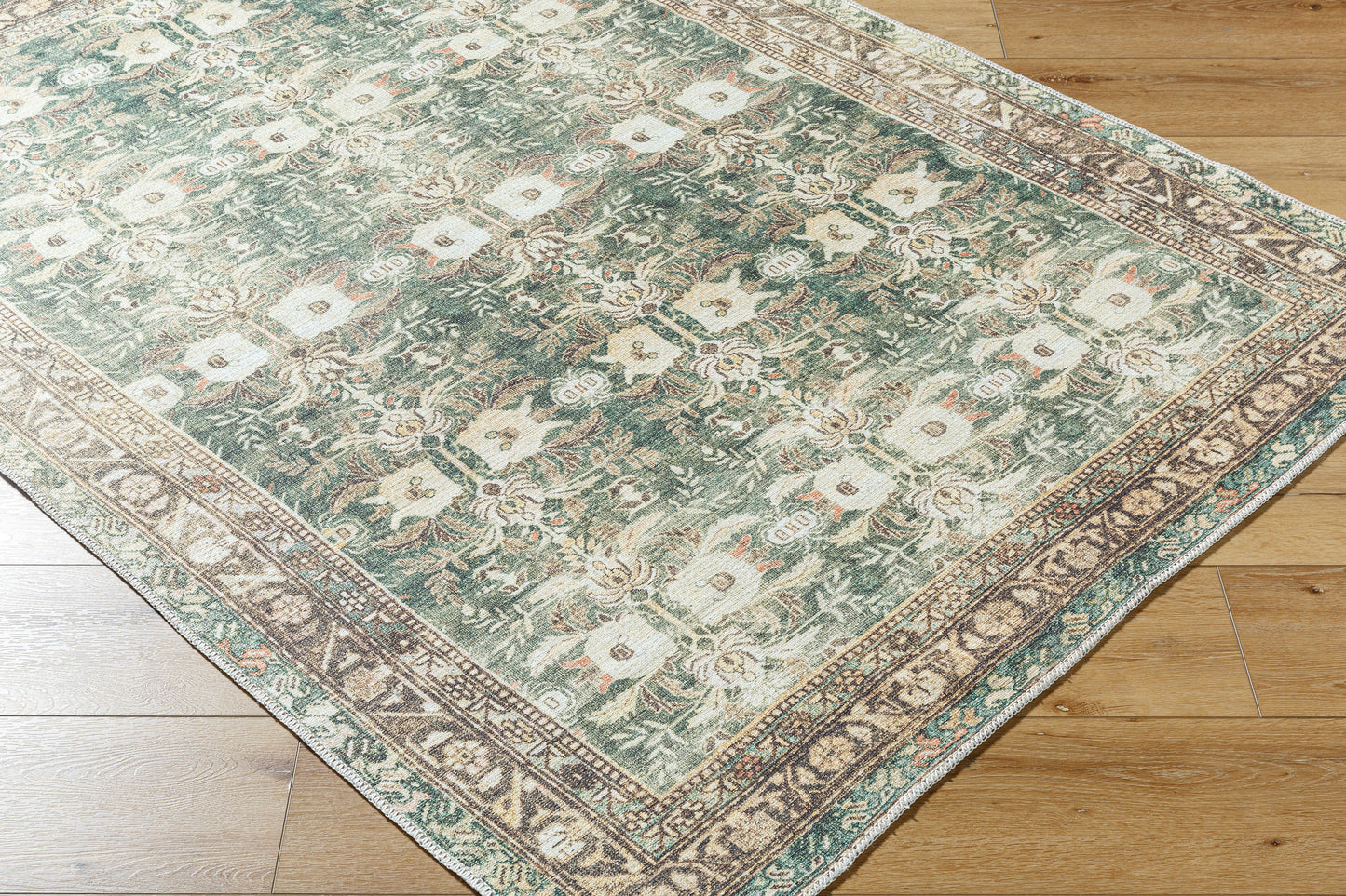 Amelie Rug - AML2396 - Green, Coral