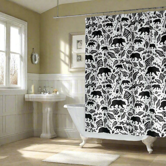 Washable Water & Mold Resistant Fabric Shower Curtain - No Liner Needed - Forest Animals