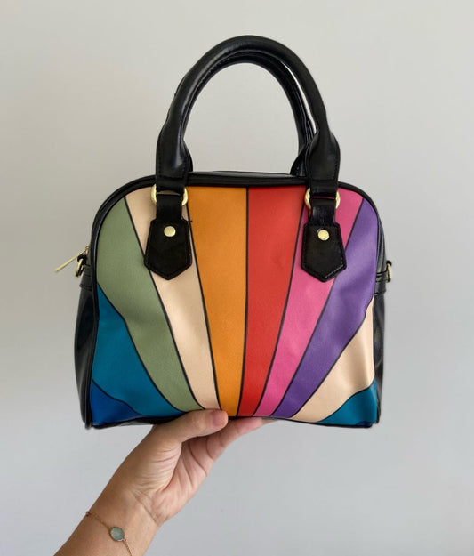 Retro Sun Rays | Leather Shoulder Bag