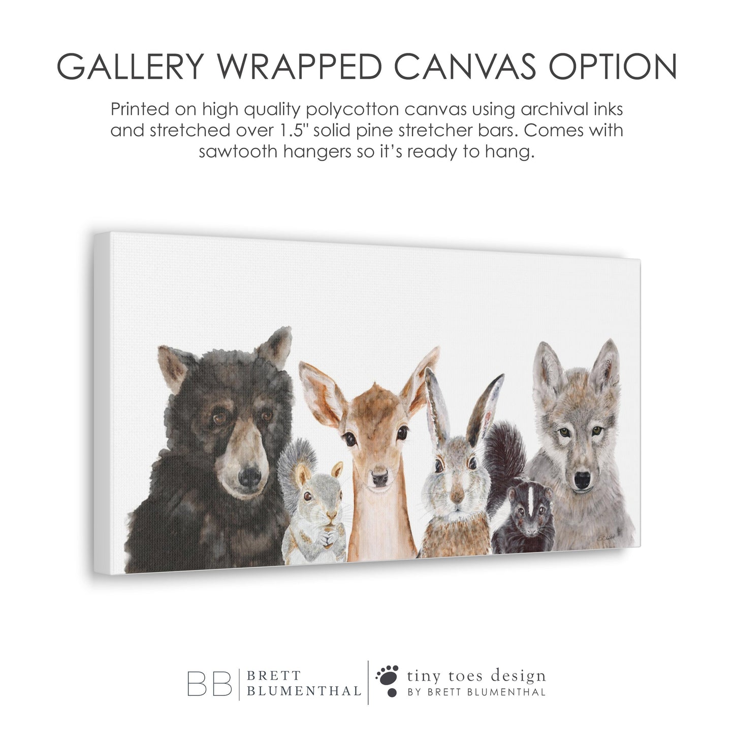 Woodland Animal Nursery Decor - Panoramic Baby Room Print