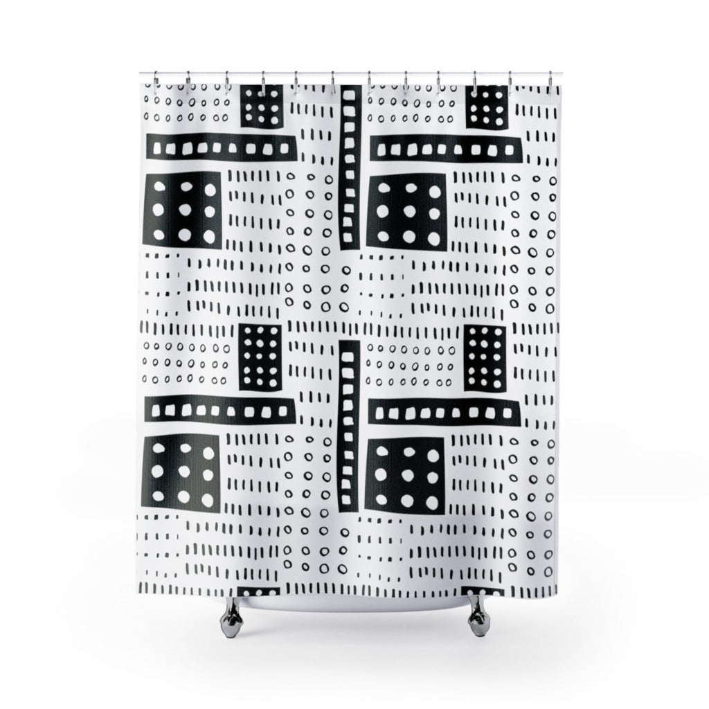 Unique Modern Design on Durable Washable Water-Resistant Fabric Shower Curtain- Black & White NYC Style