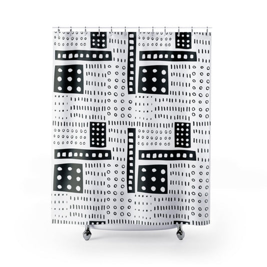 Unique Modern Design on Durable Washable Water-Resistant Fabric Shower Curtain- Black & White NYC Style