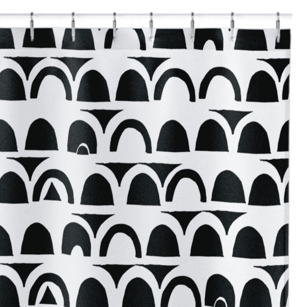 Unique Design on Durable Washable Fabric Shower Curtain - Black & White Stonewall