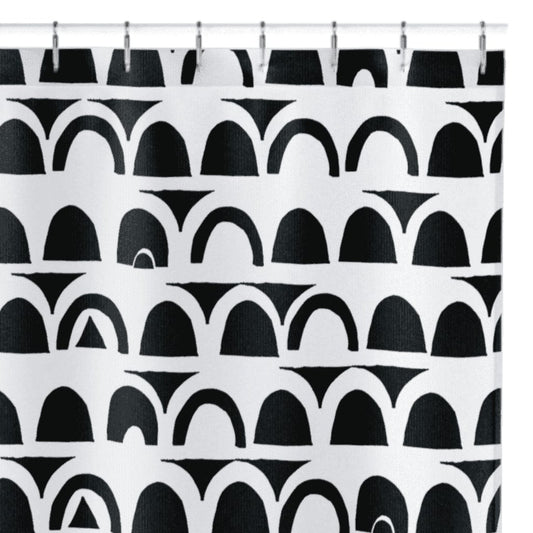 Unique Design on Durable Washable Fabric Shower Curtain - Black & White Stonewall