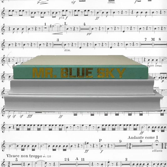 Blu Books - Gold Lettered Song Title on Robins Egg Blue Decor e-lawrence-GL-SONG-COLOR-RE-XL