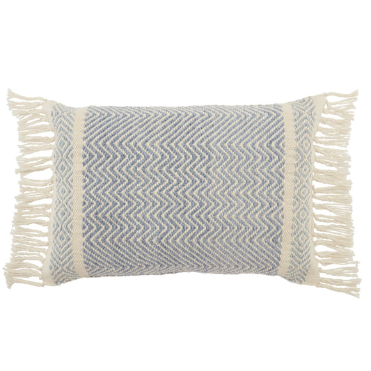 BLU Home Liri Edris Indoor/Outdoor Lumbar Pillow - White/Blue Pillow & Decor jaipur-PLW103711 887962887999