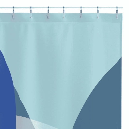 Unique Vivid Abstract Design on Durable Washable Polyester Shower Curtain - Blue & Grey Abstract