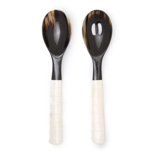 Blue Pheasant Halette Mixed Black Natural 2-Piece Serving Spoon Set