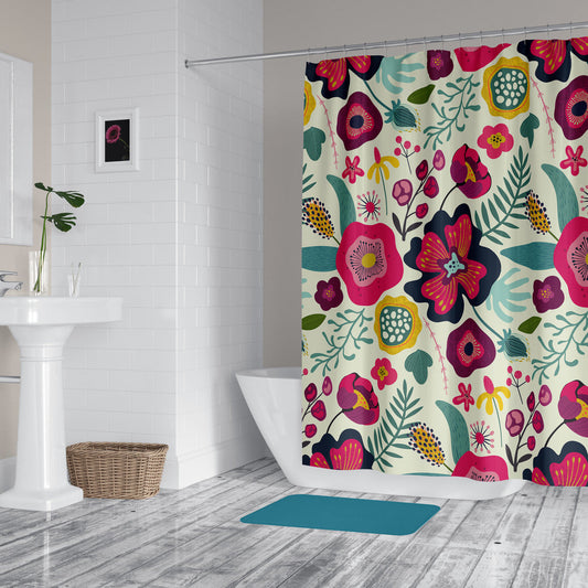 *NEW* Boho Chic Washable, Water and Mold Resistant Fabric Shower Curtain