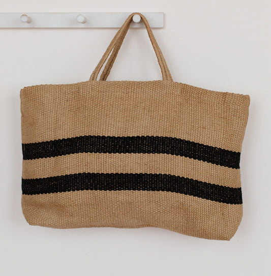 Breton Wide Jute Market Shopper Bag Shopper Bags Will & Atlas Double Stripe