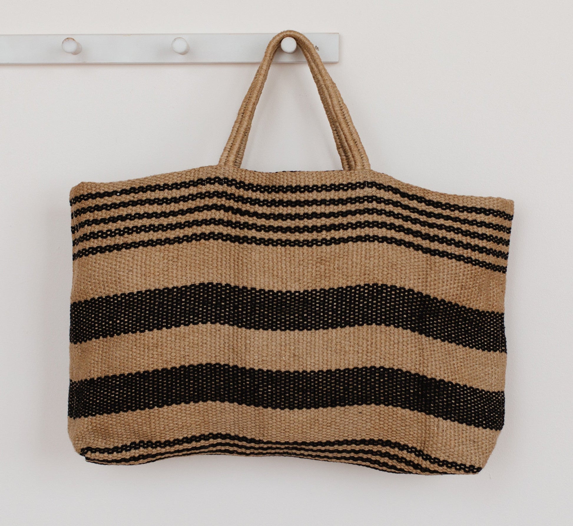 Breton Wide Jute Market Shopper Bag Shopper Bags Will & Atlas Multi Stripe