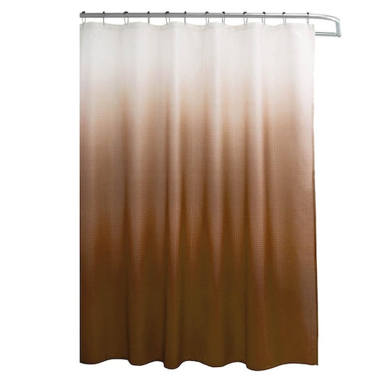 70" x 72" Textured Shower Curtain w/ Beaded Rings,Ombre Chocolate