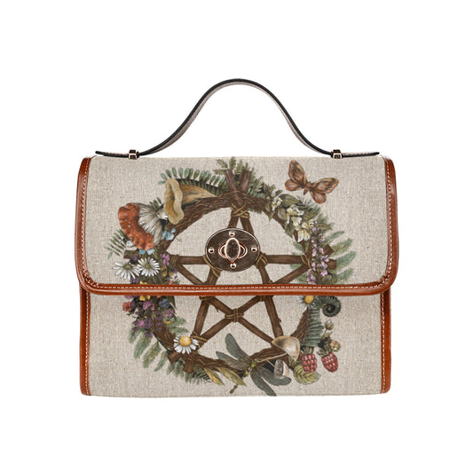 Occult Forest wreath Pentagram cottage witch Canvas satchel Bag
