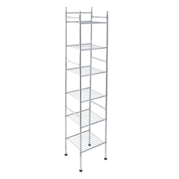 Bathroom Slim Storage Shelving with 6 Tier in Chrome