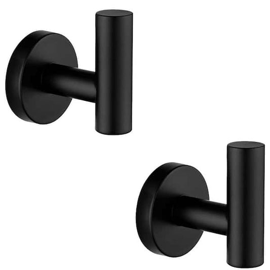 Bathroom Hook Towel Robe Stainless Steel Matte Black (2-Pack)