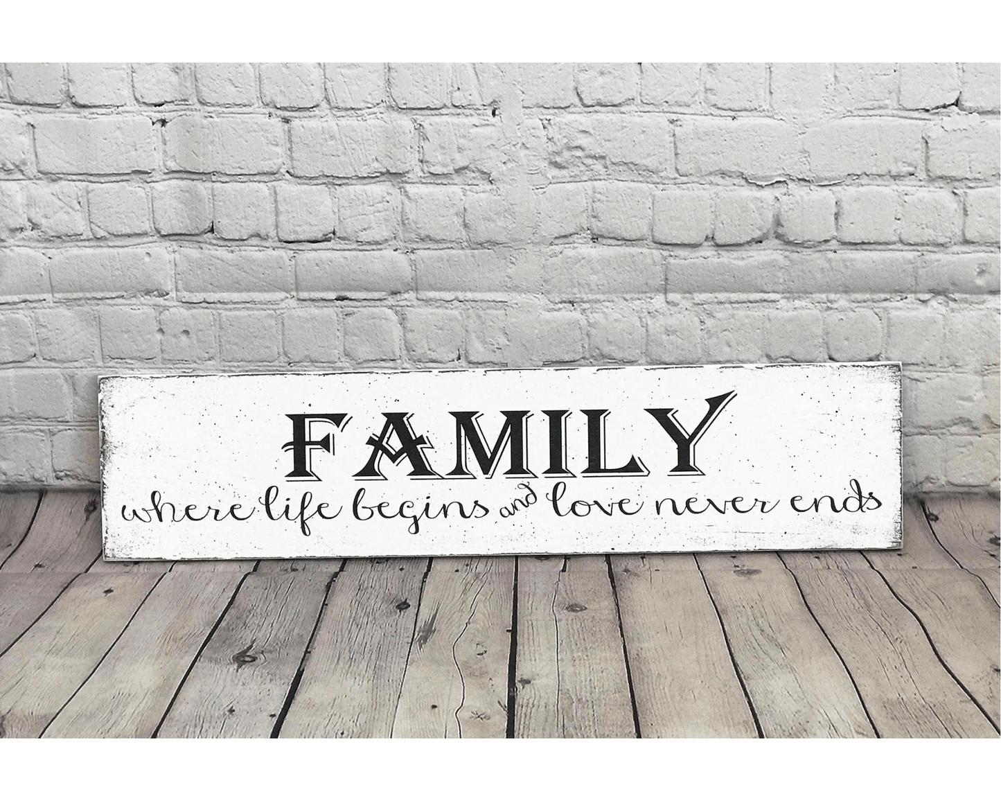 Family Where Life Begins Wooden Sign