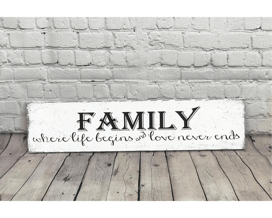 Family Where Life Begins Wooden Sign