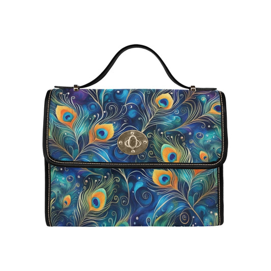 Colorful Blue Peacock Feathers Purse Handbag