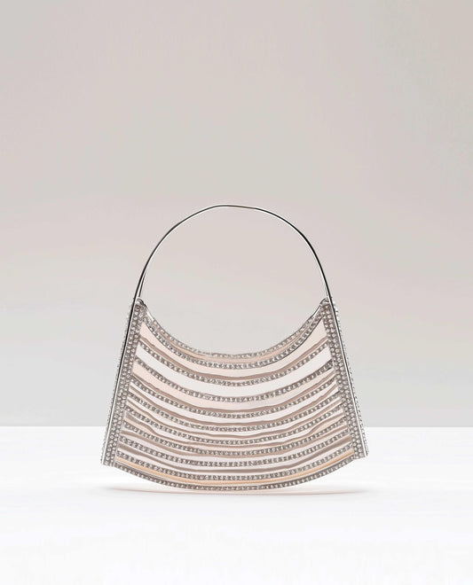 Crystal Embellished Handbag-Silver