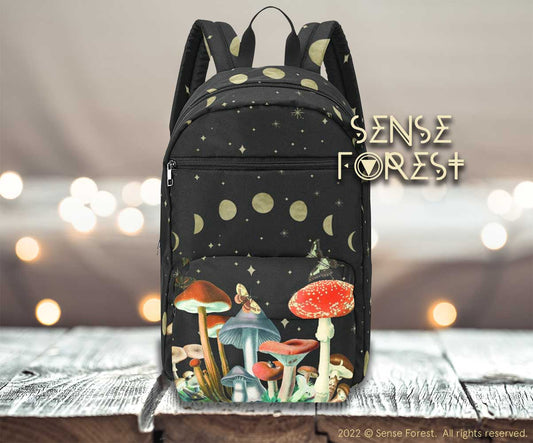 Red Magic mushroom Forest witch moon phase backpack