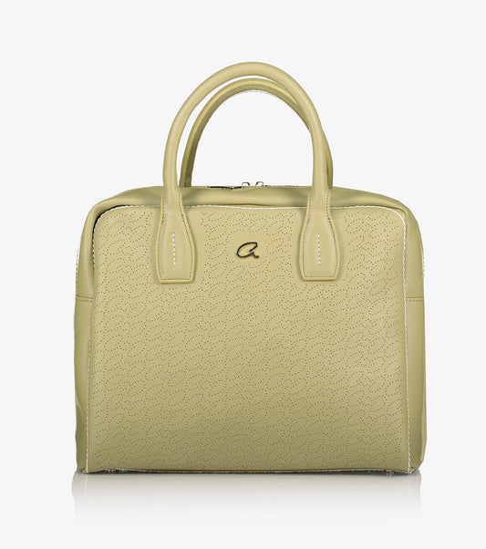 Axel Edwina Green Perforated Monogram Handbag