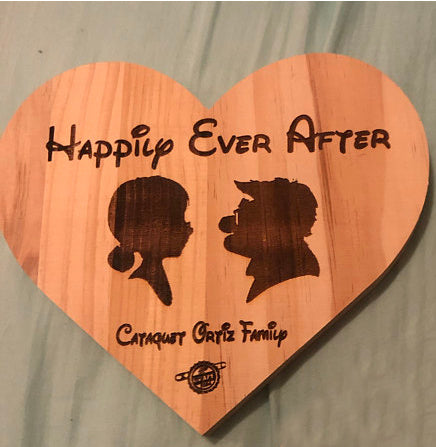 Up With Love!  Ellie and Carl Inspired Wooden Heart Love Plaque - Personalized Family Name/Est Date