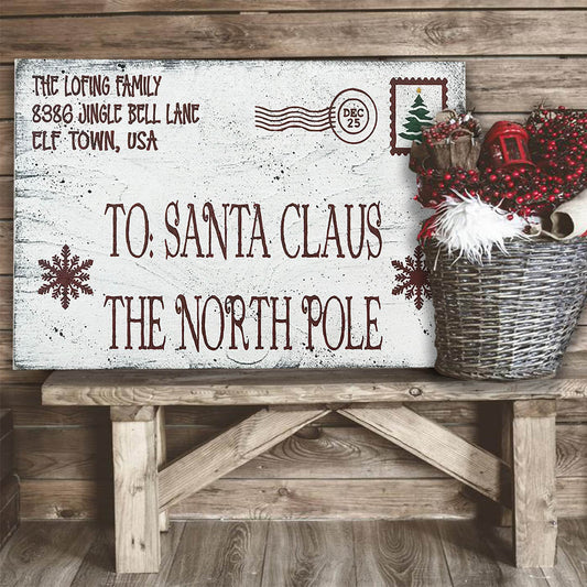 Santa North Pole Wood Postcard Christmas Decor