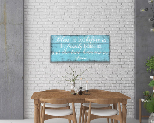 bless the food before us wood wall sign dining kitchen