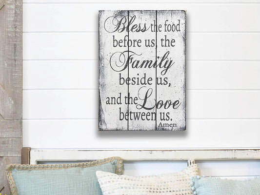Bless The Food Wood Sign Kitchen Dining Room Decor