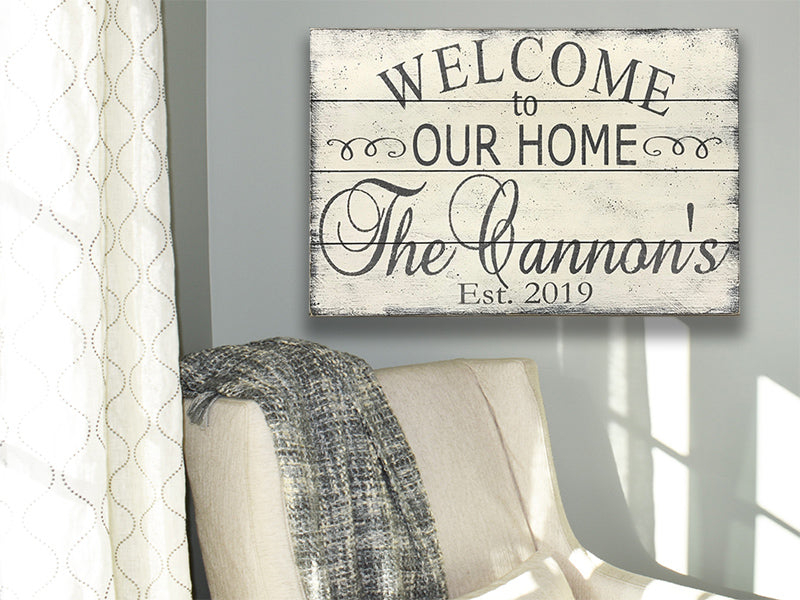 Welcome To Our Home Family Name Sign