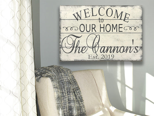 Welcome To Our Home Family Name Sign