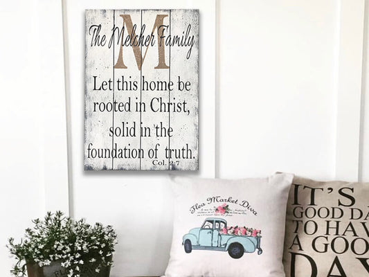 Personalized Family Name Sign Christian Wall Art