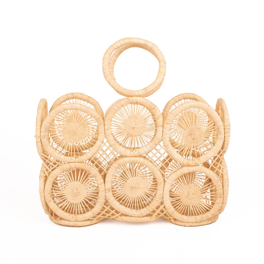 Neutral Handbag - Raffia Hoops