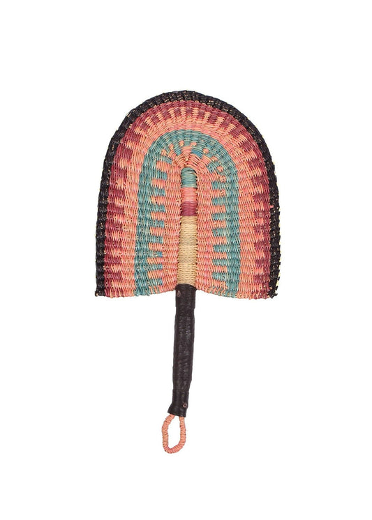 Small Desert Rose Fan with Leather Handle