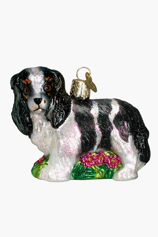 Black and White King Charles Spaniel Ornament